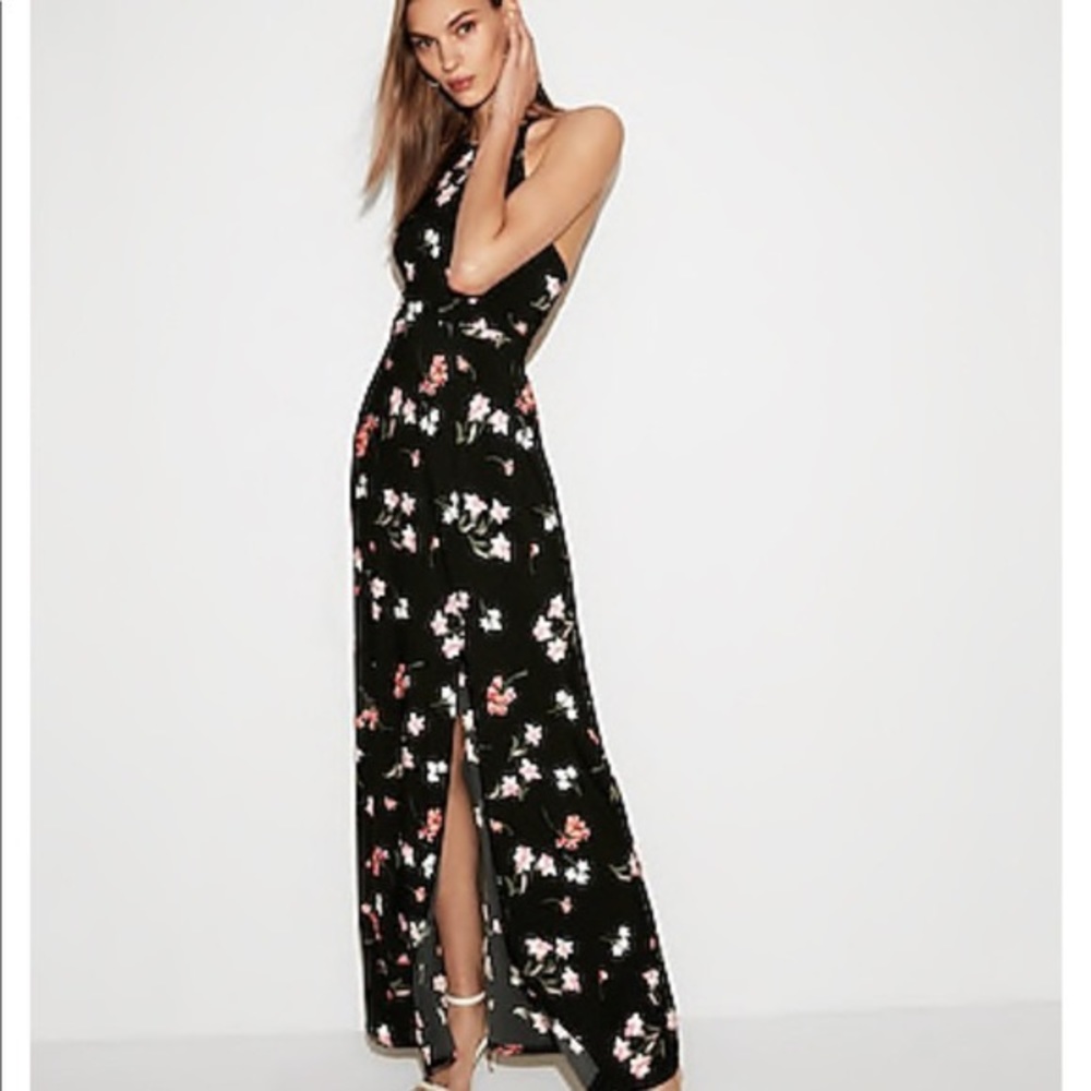 Maxi black floral dress
